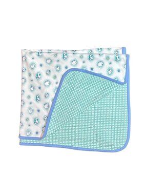 Gymboree Reversible Baby Blanket Farm Animals Blue White Cow Sheep